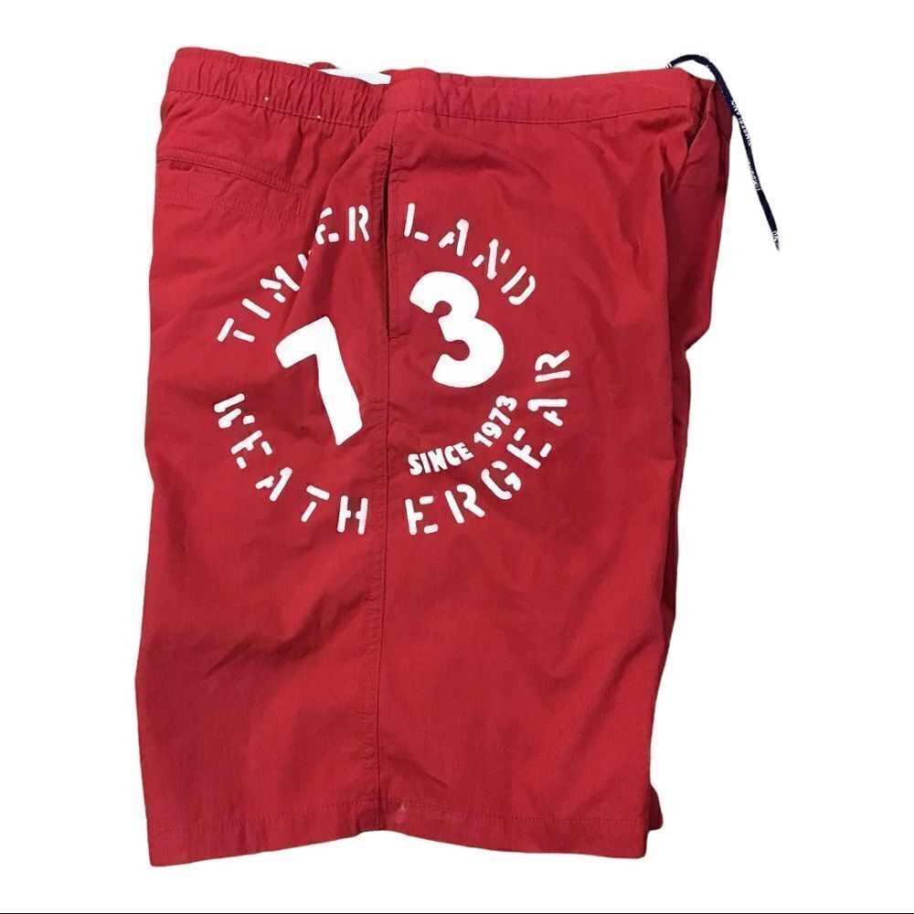 Timberland Almost Vintage Men’s Red 9” inseam SwimTrunks Size Large - Picture 3 of 6